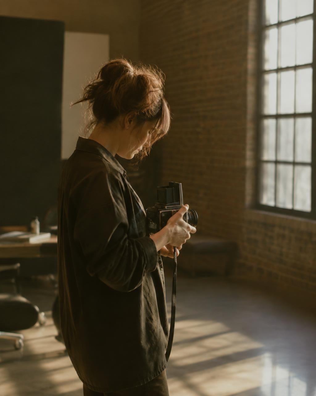 Behind the scenes in the studio with a medium format camera